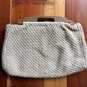 Crochet Purse w/ Wood Handle - Vintage